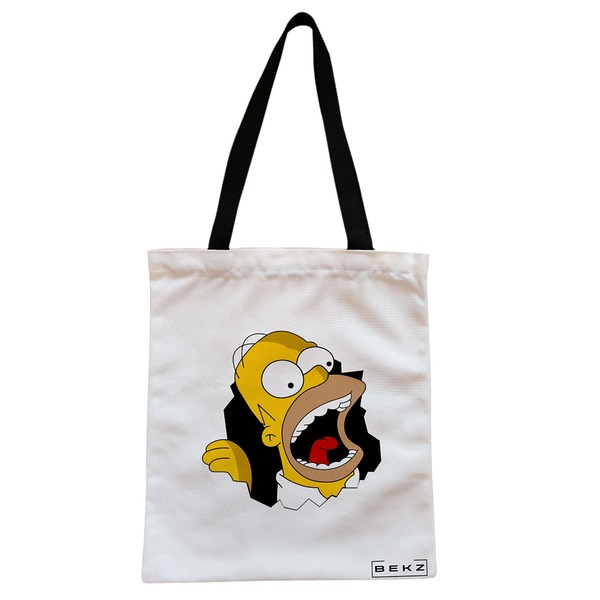 Geanta Canvas Tote pentru femei, model Homer, 38x34.5 cm, Alba, BEKZ® 1 Geanta Canvas Tote pentru femei model Homer 38x34.5 cm Alba BEKZ®
