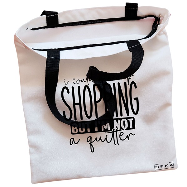 Geanta Canvas Tote pentru femei model I could give my shopping 38x34.5 cm Alba BEKZ® 1