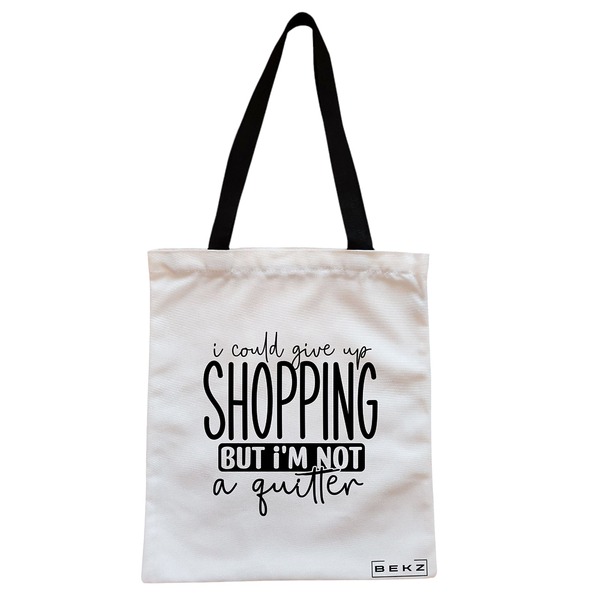 Geanta Canvas Tote pentru femei model I could give my shopping 38x34.5 cm Alba BEKZ®