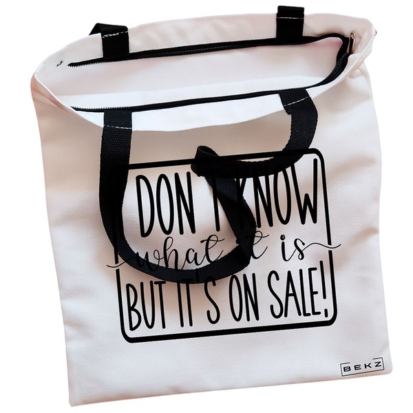 Geanta Canvas Tote pentru femei model I dont know what it is but its on sale 38x34.5 cm Alba BEKZ® 1