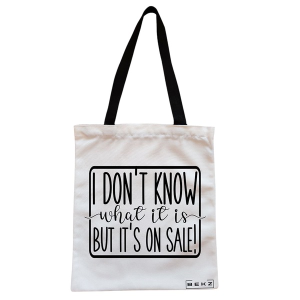Geanta Canvas Tote pentru femei model I dont know what it is but its on sale 38x34.5 cm Alba BEKZ®