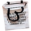 Geanta Canvas Tote pentru femei, model I must restist, 38x34.5 cm, Alba, BEKZ® 5 Geanta Canvas Tote pentru femei model I must restist 38x34.5 cm Alba BEKZ® 1