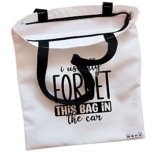 Alternative view of Geanta Canvas Tote pentru femei, model I usually forget this bag in the car, 38x34.5 cm, Alba, BEKZ®