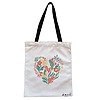 Geanta Canvas Tote pentru femei, model Inima Florala, 38x34.5 cm, Alba, BEKZ® 4 Geanta Canvas Tote pentru femei model Inima Florala 38x34.5 cm Alba BEKZ®