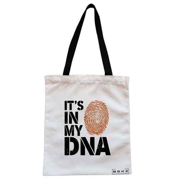 Geanta Canvas Tote pentru femei, model It's in My DNA, 38x34.5 cm, Alba, BEKZ® 1 Geanta Canvas Tote pentru femei model Its in My DNA 38x34.5 cm Alba BEKZ®