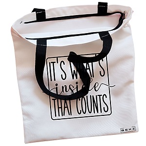 Alternative view of Geanta Canvas Tote pentru femei, model It's what's inside that counts 2, 38x34.5 cm, Alba, BEKZ®