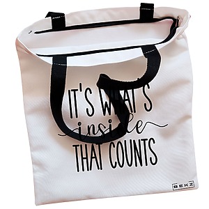 Alternative view of Geanta Canvas Tote pentru femei, model It's what's inside that counts, 38x34.5 cm, Alba, BEKZ®