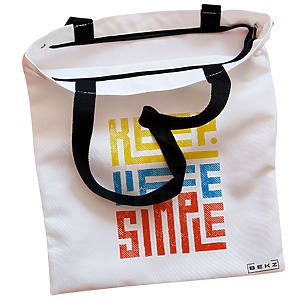 Alternative view of Geanta Canvas Tote pentru femei, model Keep Life Simple, 38x34.5 cm, Alba, BEKZ®