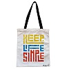 Geanta Canvas Tote pentru femei model Keep Life Simple 38x34.5 cm Alba BEKZ®