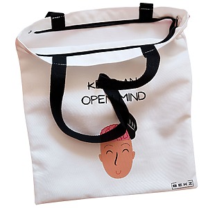 Alternative view of Geanta Canvas Tote pentru femei, model Keep an open mind, 38x34.5 cm, Alba, BEKZ®