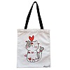 Geanta Canvas Tote pentru femei, model Kitty Love, 38x34.5 cm, Alba, BEKZ® 4 Geanta Canvas Tote pentru femei model Kitty Love 38x34.5 cm Alba BEKZ®