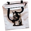 Geanta Canvas Tote pentru femei, model Lazy Cat, 38x34.5 cm, Alba, BEKZ® 5 Geanta Canvas Tote pentru femei model Lazy Cat 38x34.5 cm Alba BEKZ® 1