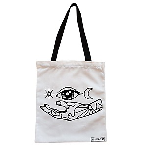 Geanta Canvas Tote pentru femei, model Life in depth, 38x34.5 cm, Alba, BEKZ®