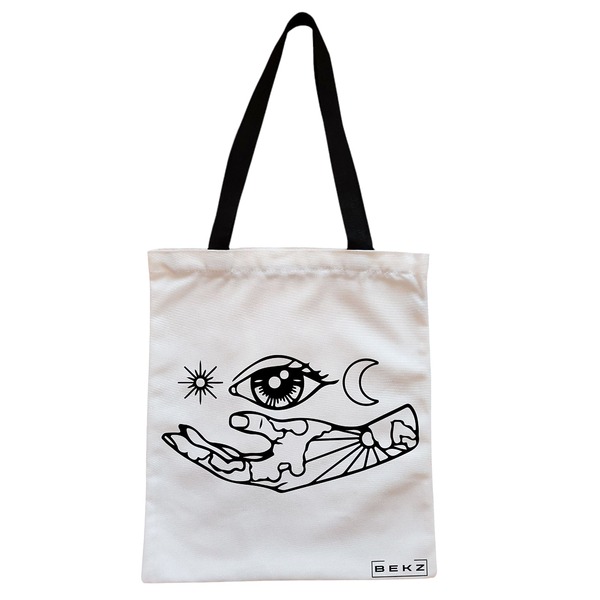 Geanta Canvas Tote pentru femei, model Life in depth, 38x34.5 cm, Alba, BEKZ® 1 Geanta Canvas Tote pentru femei model Life in depth 38x34.5 cm Alba BEKZ®
