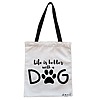 Geanta Canvas Tote pentru femei, model Life is better with a doggo, 38x34.5 cm, Alba, BEKZ® 4 Geanta Canvas Tote pentru femei model Life is better with a doggo 38x34.5 cm Alba BEKZ®