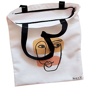 Alternative view of Geanta Canvas Tote pentru femei, model Lines Art, 38x34.5 cm, Alba, BEKZ®