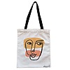 Geanta Canvas Tote pentru femei model Lines Art 38x34.5 cm Alba BEKZ®