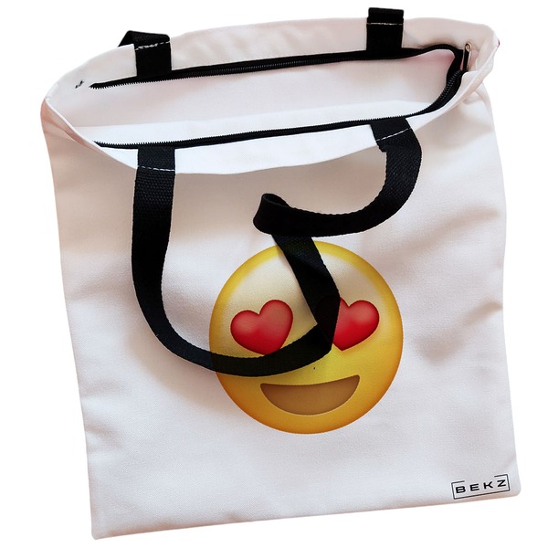 Geanta Canvas Tote pentru femei model Love 38x34.5 cm Alba BEKZ® 1