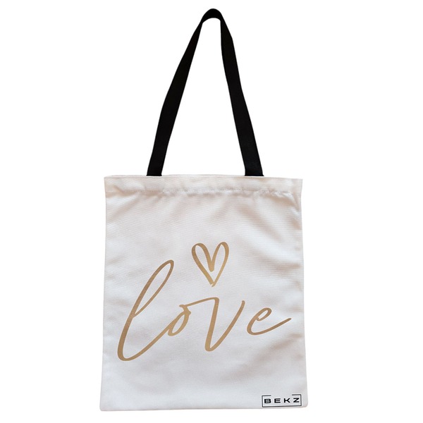 Geanta Canvas Tote pentru femei, model Love, 38x34.5 cm, Alba, BEKZ® 1 Geanta Canvas Tote pentru femei model Love 38x34.5 cm Alba BEKZ® 3