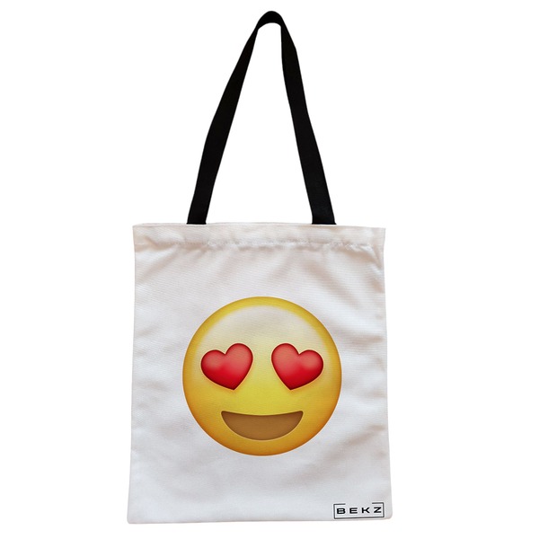 Geanta Canvas Tote pentru femei model Love 38x34.5 cm Alba BEKZ®