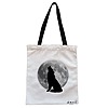 Geanta Canvas Tote pentru femei, model Lup si Luna, 38x34.5 cm, Alba, BEKZ® 4 Geanta Canvas Tote pentru femei model Lup si Luna 38x34.5 cm Alba BEKZ®