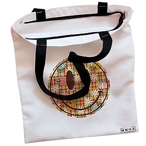 Alternative view of Geanta Canvas Tote pentru femei, model Magda Smile, 38x34.5 cm, Alba, BEKZ®