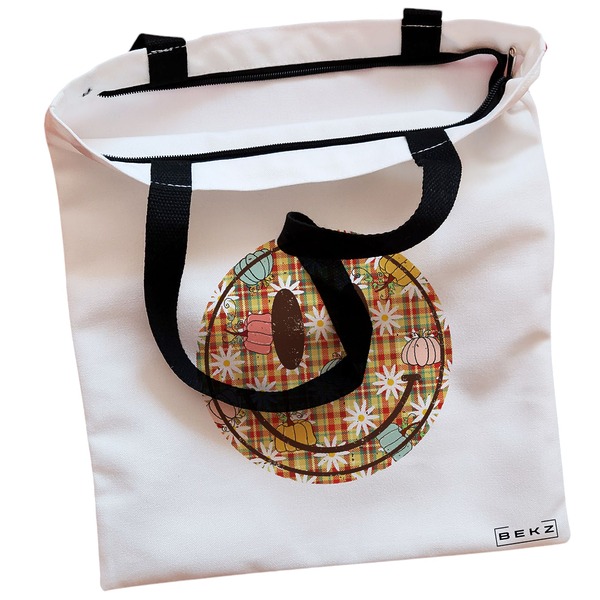 Geanta Canvas Tote pentru femei model Magda Smile 38x34.5 cm Alba BEKZ® 1