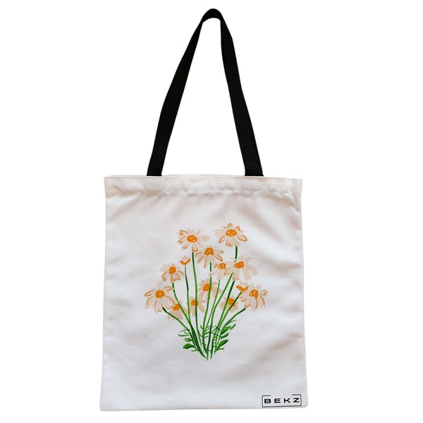 Geanta Canvas Tote pentru femei model Margarete 38x34.5 cm Alba BEKZ®