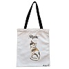 Geanta Canvas Tote pentru femei model Meow 2 38x34.5 cm Alba BEKZ®