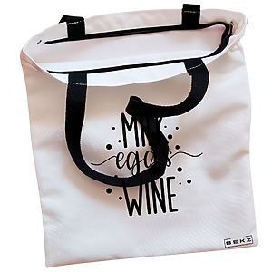 Alternative view of Geanta Canvas Tote pentru femei, model Milk eggs wine, 38x34.5 cm, Alba, BEKZ®