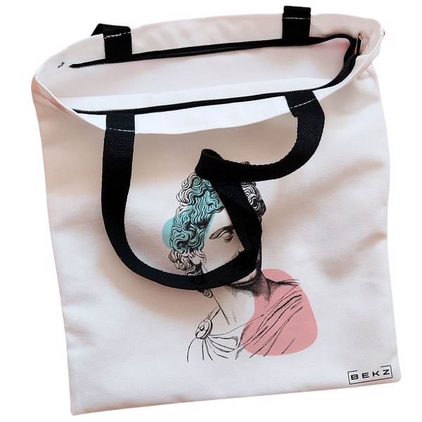 Geanta Canvas Tote pentru femei, model Modern Classic Statue, 38x34.5 cm, Alba, BEKZ® 2 Geanta Canvas Tote pentru femei model Modern Classic Statue 38x34.5 cm Alba BEKZ® 1