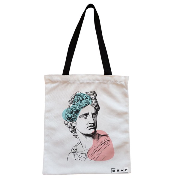 Geanta Canvas Tote pentru femei, model Modern Classic Statue, 38x34.5 cm, Alba, BEKZ® 1 Geanta Canvas Tote pentru femei model Modern Classic Statue 38x34.5 cm Alba BEKZ®