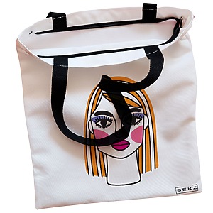 Alternative view of Geanta Canvas Tote pentru femei, model Modern Makeup, 38x34.5 cm, Alba, BEKZ®