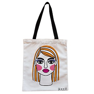 Geanta Canvas Tote pentru femei, model Modern Makeup, 38x34.5 cm, Alba, BEKZ®