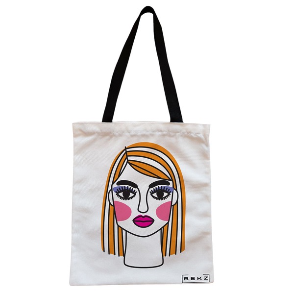 Geanta Canvas Tote pentru femei model Modern Makeup 38x34.5 cm Alba BEKZ®