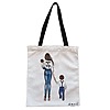 Geanta Canvas Tote pentru femei model Mom of Boys 38x34.5 cm Alba BEKZ®