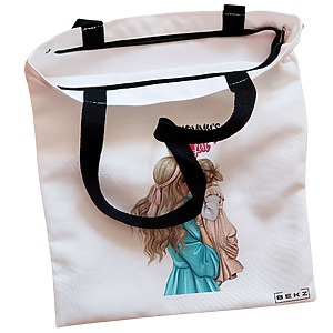 Alternative view of Geanta Canvas Tote pentru femei, model Mommy’s Girl, 38x34.5 cm, Alba, BEKZ®