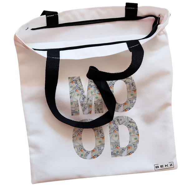 Geanta Canvas Tote pentru femei, model Money Mood, 38x34.5 cm, Alba, BEKZ® 2 Geanta Canvas Tote pentru femei model Money Mood 38x34.5 cm Alba BEKZ® 1
