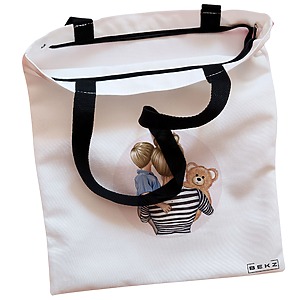 Alternative view of Geanta Canvas Tote pentru femei, model Mother of a prince 2, 38x34.5 cm, Alba, BEKZ®