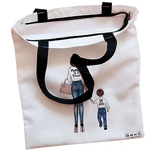 Alternative view of Geanta Canvas Tote pentru femei, model Mother of a prince, 38x34.5 cm, Alba, BEKZ®