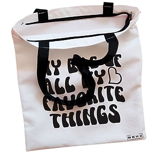 Alternative view of Geanta Canvas Tote pentru femei, model My bag of all my favorite things, 38x34.5 cm, Alba, BEKZ®