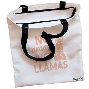 Alternative view of Geanta Canvas Tote pentru femei, model No drama, Just llamas, 38x34.5 cm, Alba, BEKZ®