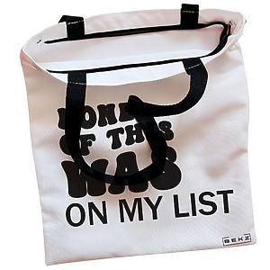 Alternative view of Geanta Canvas Tote pentru femei, model None of this was on my list, 38x34.5 cm, Alba, BEKZ®