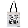 Geanta Canvas Tote pentru femei model Not a quitter 38x34.5 cm Alba BEKZ®