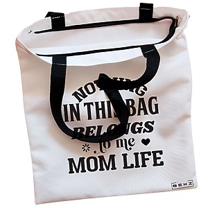 Alternative view of Geanta Canvas Tote pentru femei, model Nothing in this bag belongs to me Mom Life, 38x34.5 cm, Alba, BEKZ®