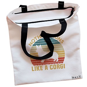 Alternative view of Geanta Canvas Tote pentru femei, model Nothing runs like a corgi, 38x34.5 cm, Alba, BEKZ®