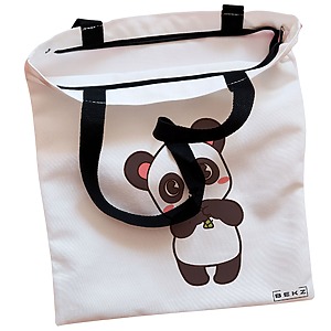 Alternative view of Geanta Canvas Tote pentru femei, model Panda Love, 38x34.5 cm, Alba, BEKZ®