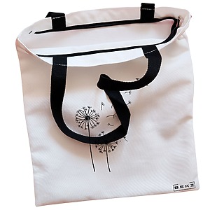 Alternative view of Geanta Canvas Tote pentru femei, model Papadie Minimalisa, 38x34.5 cm, Alba, BEKZ®
