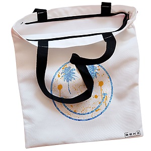 Alternative view of Geanta Canvas Tote pentru femei, model Party Smile, 38x34.5 cm, Alba, BEKZ®
