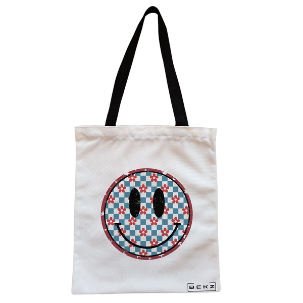 Geanta Canvas Tote pentru femei model Pattern 38x34.5 cm Alba BEKZ®